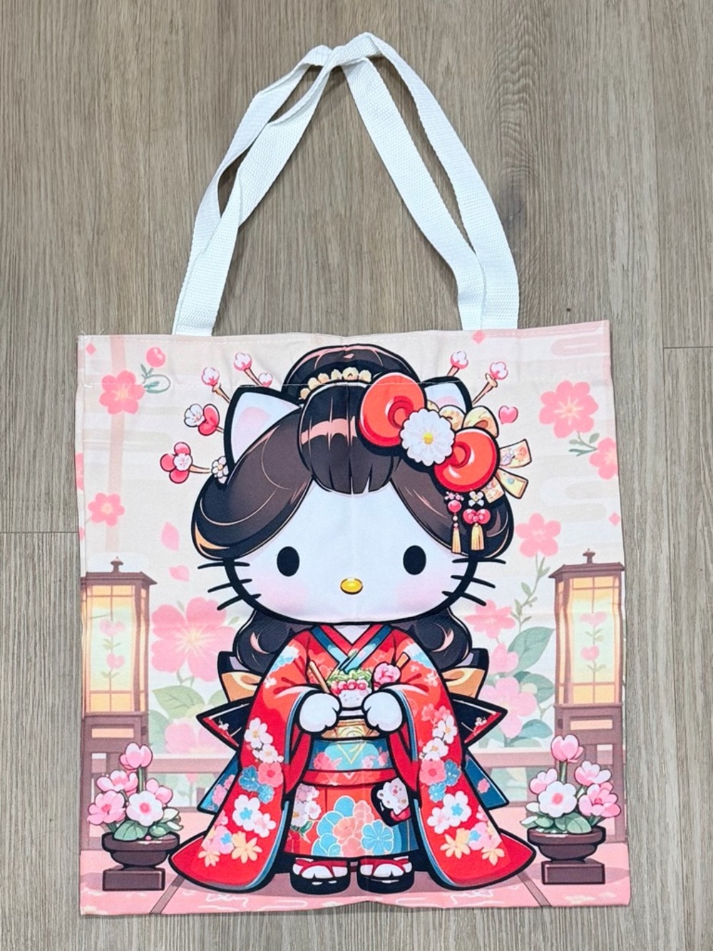 Hello Kitty Pink Floral Tote Bag – Cute Kimono Design